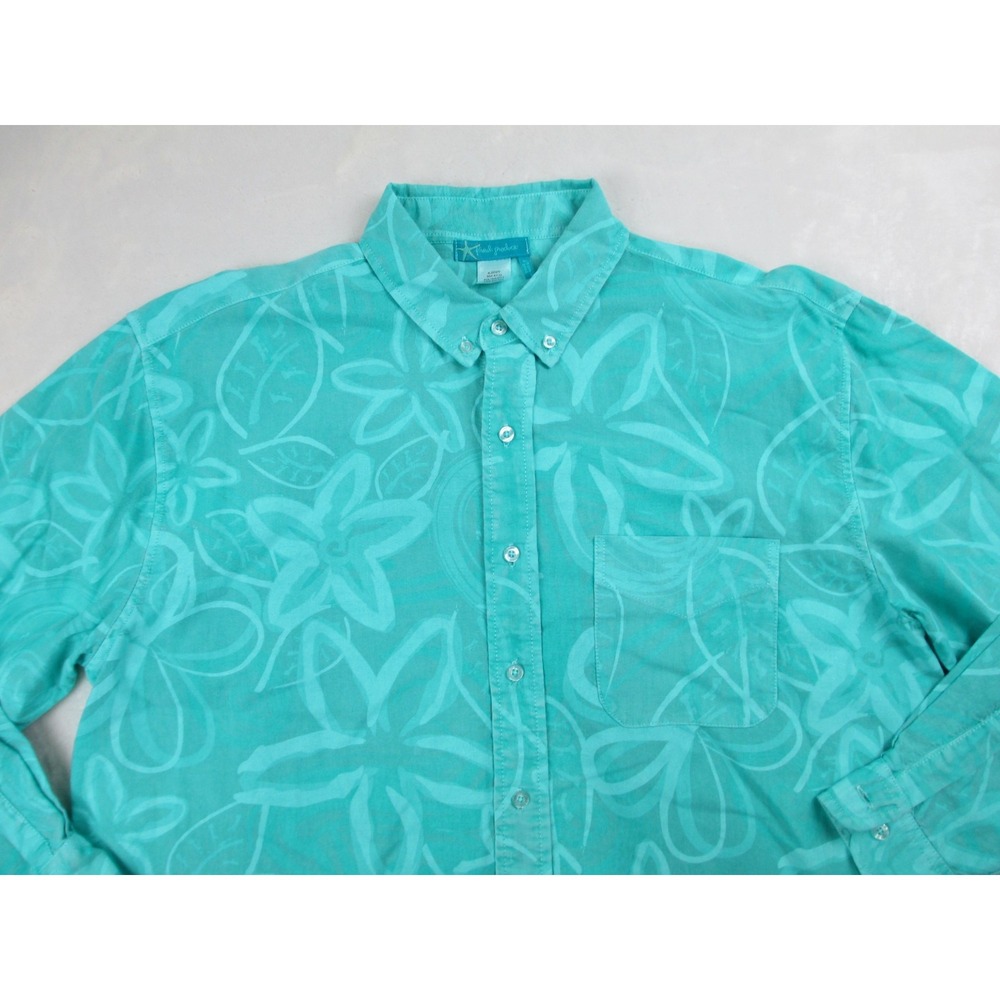 Fresh Produce Shirt Womens Large Green Floral Button Up Long Sleeve‎ Ladies - Picture 3 of 8